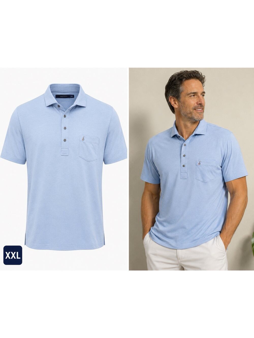 Greyson Men’s XXL Light Blue Performance Golf Polo Shirt Short Sleeve Golf‎ wear